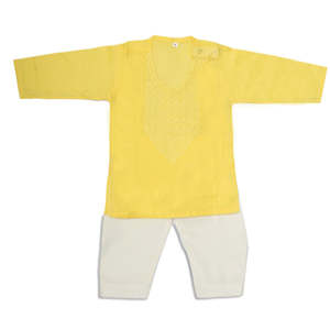 ชุดเสื้อผ้าเด็กผู้ชายแรกเกิดปักลาย - สีเหลือง - Product Image 1
