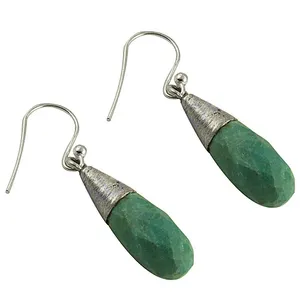 Pendientes de Plata de Ley 925 con Piedra Preciosa Verde, Accesorio de Moda para Mujer, Regalo - Product Image 3