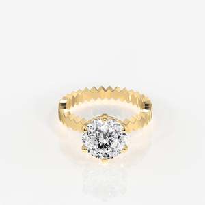 9K Gold Moissanite Diamond Engagement <b>Ring</b> Portuguese Cut Elegant and Luxurious - Product Image 1