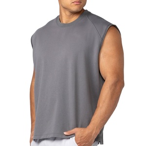 OEM Activewear Sports Gym <b>Singlet</b> Plus Size Longline Fitness Athletic Summer Fit Round Neck Solid Color Custom Logo Tank Top - Product Image 2