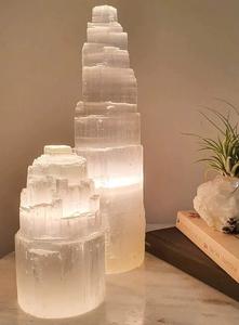 Lámparas de Cristal de Selenita Natural de Alta Calidad con Base de Latón y Pantalla de Piedra, Decoración Eléctrica para el Hogar, 5-10 cm - Product Image 4