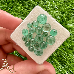 Natural Emerald Zambian Round Cabochon Faceted Gemstone For Jewelry Making Loose Gemstone certified - Product Image 5