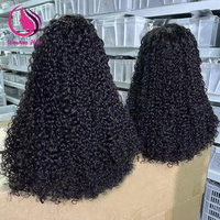 Perruque Pixie Bouclée Prête à Porter en Cheveux Humains Brésiliens, Sans Colle, Vente en Gros, Cheveux Naturels avec Perruques Frontales HD Full Lace pour Femmes