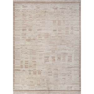Tapis en laine afghane noué à la main, motif abstrait, couleur ivoire, Re-1548, pour salon, tapis rectangulaire pour couloir - Product Image 1