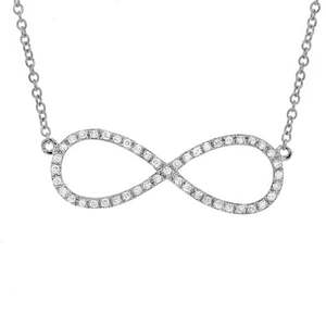 Collier infini en argent 925 avec diamant de 0,17 ct, collier pendentif infini tendance pour filles/femmes, cadeau pour elle - Product Image 1