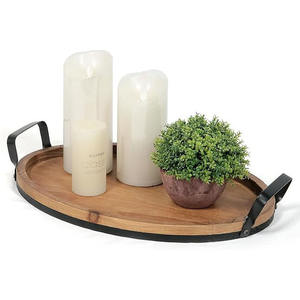 Prix raisonnable bateau Design fil de fer plateau de service noir fini mangue en bois pour thé café collations plateaux de service maison déco - Product Image 3