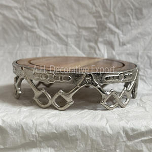 Nouveau plateau rond en aluminium et en bois tendance pour la décoration de gâteau vaisselle de mariage plateau de pièce maîtresse - Product Image 4