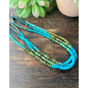 Collier multi-brins de style Navajo, design superposé, multi-turquoises, argent sterling, perles, authentique et authentifié - Product Image 3