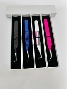 Nouvelle pince à épiler pour extensions de cils en acier inoxydable, style incurvé à 45 degrés, revêtement en poudre de différentes couleurs, pointe argentée à 90 degrés, personnalisable - Product Image 4