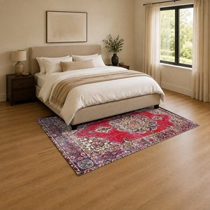 <b>RUGS</b> DEPOT LXDP-0035 Wholesale Red <b>Burgundy</b> Traditional Anatolian Digital Printed Machine Washable Chenille Area <b>Rug</b> Non Slip - Product Image 3