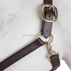 Venta al por mayor de productos de Carreras de Caballos de doble costura de cuero marrón ajustable cabestro de caballo en mazorca completa sobre tamaños - Product Image 3