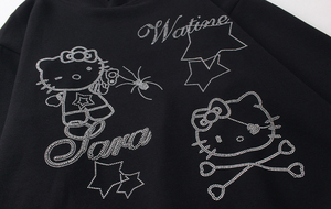 Hoodie unisexe surdimensionné en molleton épais pour l'automne, personnalisable, avec impression en relief de haute qualité et broderie de strass, en French Terry vierge - Product Image 6