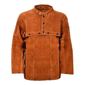 Leather <b>Welding</b> Work Jacket Flame-Resistant Heavy Duty Split Cowhide Leather Welder Jackets - Product Image 6