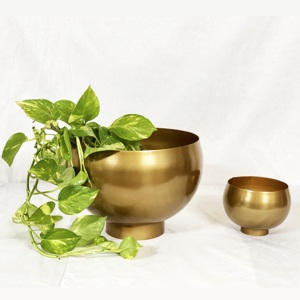 Vase à fleurs en acier inoxydable de forme ronde pour la décoration de la maison Style moderne Vase à bol en acier galvanisé en or personnalisé - Product Image 6