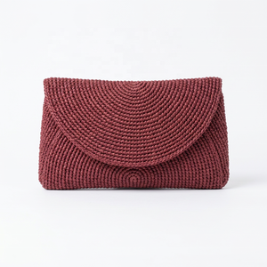Bolso de Mano Tipo Clutch de Rafia Tejida Estilo Bohemio para Mujer, Bolso Cruzado Ligero para Vacaciones de Verano - Product Image 3