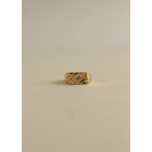 Bague de fiançailles vintage pour homme en or 18 carats avec grappe d'émeraudes et de diamants à sangle diagonale, en or 10 carats et platine, certifiée IGI, bijoux fins - Product Image 4