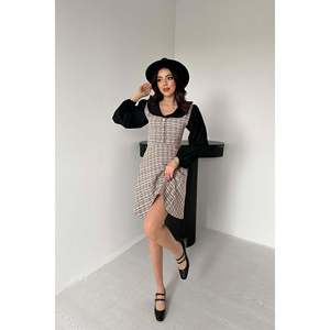 Vestido con ribete de popelina Tile Sleeve - Tile - Product Image 1