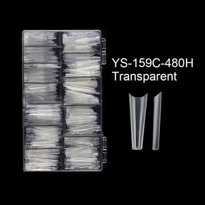 AILLSA ODM OEM 도매 엑스트라 롱 XXL 클리어 스퀘어 관 모양 네일 팁 No C 곡선 모양 젤 X 전체 하프 커버 네일 팁 - Product Image 5