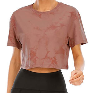 Nouvel arrivage de haut court pour femmes, logo personnalisé, respirant, été, manches courtes, en coton, teint uni, grande taille, style décontracté, solide - Product Image 4