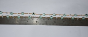 Beautiful Aquamarine Bead Pearl <b>Rosary</b> Chain Gold Plated Wire Wrapped Beaded Chain for Jewelry Making - Product Image 6