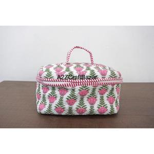 Chic femmes matelassé fermeture éclair vanité sac imperméable coton organisateur élégant moderne rayé motif personnalisable polyvalent Chic - Product Image 2