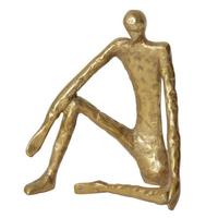 Fer forgé assis homme Figurine Sculpture objet solide pour la décoration intérieure Style Vintage homme Sculpture et Arts
