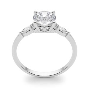 Anillo de compromiso Moissanite 7 Stone Rose Gold Prong Setting de corte redondo para mujer - Product Image 3