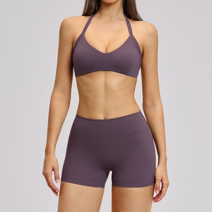 2025 Summer Seamless Yoga Fitness <b>Bra</b> Sets Custom 2 Piece Workout Sports Leggings Set for Women Solid Color Workout Activewear - Product Image 4