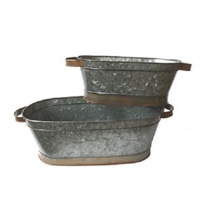 Farmhouse Garden Decor Half Round Bucket Metal <b>Wall</b> Planter Out Door Indoor Hanging Galvanized Zinc <b>Wall</b> Planter <b>Flower</b> Pot - Product Image 6