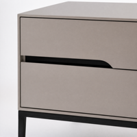 Table de chevet minimaliste 2026 à 2 tiroirs, écologique, en MDF de qualité E0, avec base métallique, gris beige, pour chambre à coucher