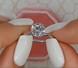 Bague de mariage en or jaune 10 carats, or rose et or blanc, taille ronde, diamant cultivé en laboratoire, bague de fiançailles en diamant taillé rond pour elle - Product Image 1