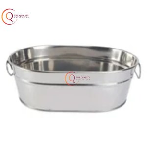 Cubo de hielo ovalado clásico, Enfriador de bebidas de Metal galvanizado, Tina para bebidas, vino y cerveza, cubo de hielo plateado, Bar, fiestas en gran oferta - Product Image 1