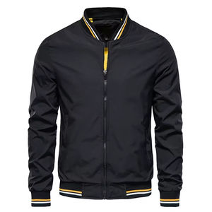 Chaquetas Casuales de Negocios para Hombre, Chaqueta de Color Sólido con Cuello Alto, Chaqueta Bomber Cortavientos Personalizada - Product Image 4