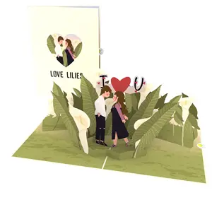 Valentine Calla Lelie Veld 3d Pop-Up Kaart Hot Sale Bestseller Voor Bruiloft Valentijn Verjaardag 3d Kaart Handgemaakt Papier Las