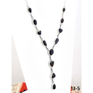 Collier artisanal du Sud-Ouest avec incrustation de style unique en argent sterling et serti de pierres noires - Product Image 3