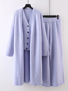 <b>Women</b> Three-piece Set Mid Length <b>Sweater</b> Coat With Casual <b>Vest</b> Wide Leg suit 2025 Spring New Clothing - Product Image 3