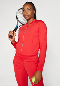 Vêtements de fitness unis de couleur unie pour femmes, survêtements, ensemble 2 pièces à capuche et pantalon à fermeture éclair à bas prix et coupe ajustée - Product Image 5