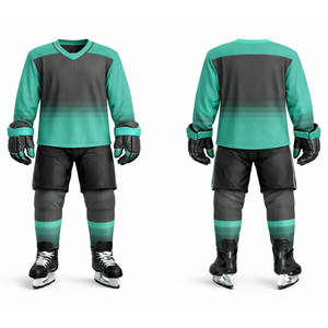 Uniforme de Hockey sobre Hielo Personalizado en Gris Teal, Jersey Transpirable de Secado Rápido con Estampado, Pantalones a Juego para Equipo, Ropa Deportiva Profesional - Product Image 3