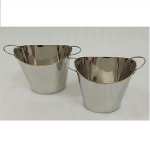 Seau en acier inoxydable de qualité supérieure, seau à glace ovale moderne en métal de luxe avec poignées pour la maison, l'hôtel, les événements, les boissons, les bars. - Product Image 1