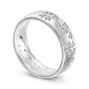Jeulia Sakura Flower Sterling Silver Wedding Band-Romantic <b>Adjustable</b> <b>Ring</b> - Product Image 2
