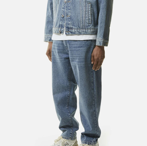 2025 New Medium Washed Custom Men Straight Classic 100% Cotton Street Jeans Negro - Product Image 5