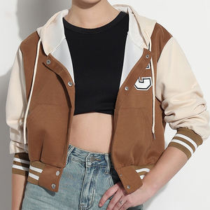 2025 New Design Fashion <b>Long</b> <b>Canvas</b> Sleeve Unisex Varsity Jacket Stand Flocking Design Embroidery Pocket Breathable Knitted - Product Image 3