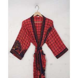 Indian Patchwork Floral Silk Kimono Sari Recycled Summer Robes for <b>Women</b> Home Daily Style Sleepwear <b>Christmas</b> Party Any - Product Image 2