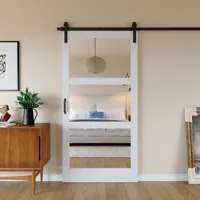Porte coulissante en bois massif imperméable au design moderne, finition miroir, pour chambre à coucher, salle de bain, salon, appartement, villa, hôtel
