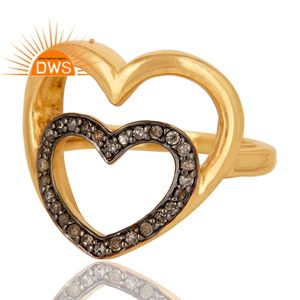 Party Wear Pave Anillo de diamantes Proveedor de joyas Diseño de corazón Plata 925 Anillo chapado en oro de 18 quilates Mayorista de joyas - Product Image 4