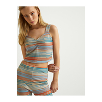 Body de punto plisado estampado ajustado para mujer, diseño único, muy colorido, transpirable y ecológico.