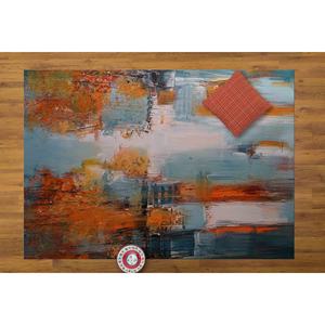 Tapis d'art abstrait : Décoration moderne de ferme, tapis rond imprimé pour entrée, tapis doux non tissé - Product Image 3