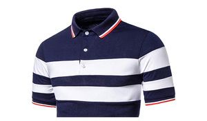 Customized <b>Design</b> Striped Polo Shirt For Men 100% Cotton Knitted Multiple Colors & Sizes Men's Polo Shirts - Product Image 2