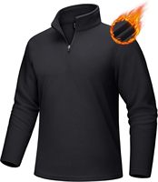 Sweat-shirt à col montant pour homme, léger, coupe-vent, en polaire, à fermeture éclair quart, manches longues, 100% polyester