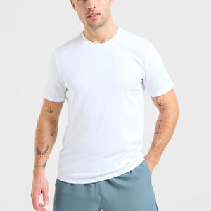 T-shirts pour hommes, coupe slim, blancs, personnalisables, en coton mélangé, respirants, légers, pour la gym et le streetwear, parmi les plus vendus - Product Image 1